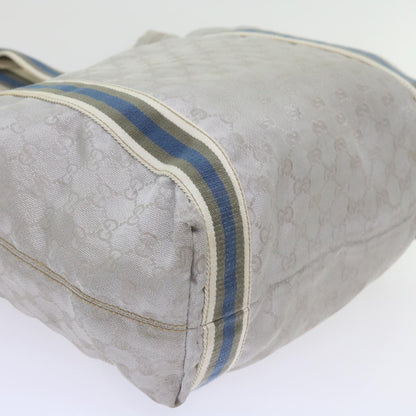 GUCCI GG Canvas Sherry Line Tote Bag Silver Blue Gray 189669  60525