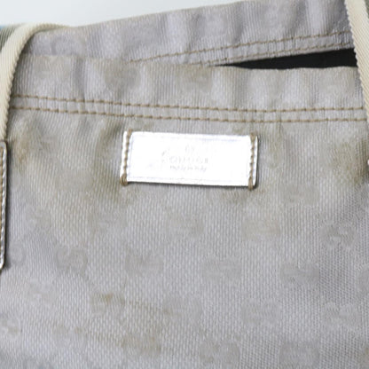 GUCCI GG Canvas Sherry Line Tote Bag Silver Blue Gray 189669  60525