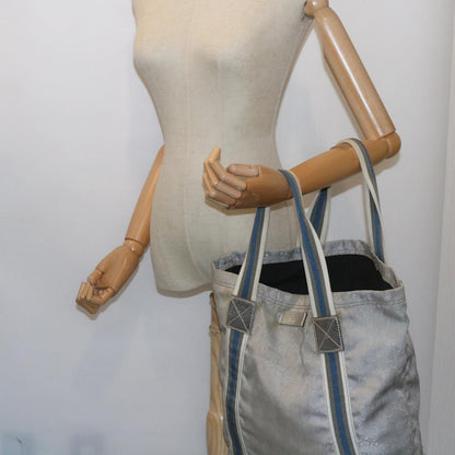 GUCCI GG Canvas Sherry Line Tote Bag Silver Blue Gray 189669  60525