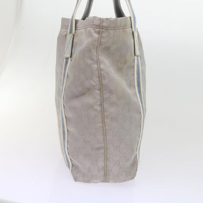 GUCCI GG Canvas Sherry Line Tote Bag Silver Blue Gray 189669  60525