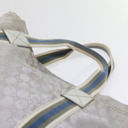 GUCCI GG Canvas Sherry Line Tote Bag Silver Blue Gray 189669  60525
