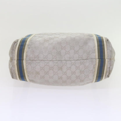 GUCCI GG Canvas Sherry Line Tote Bag Silver Blue Gray 189669  60525