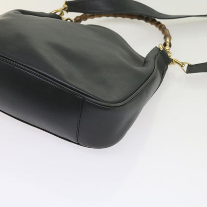 GUCCI Bamboo Hand Bag Leather 2way Navy 001 2113 1638  60686