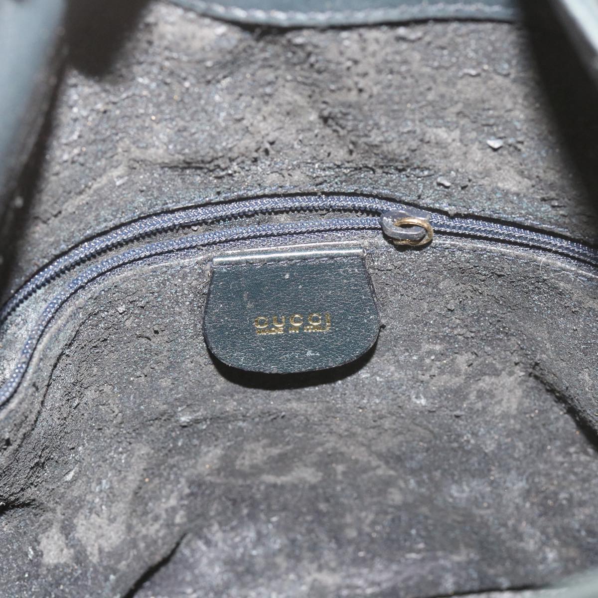 GUCCI Bamboo Hand Bag Leather 2way Navy 001 2113 1638  60686
