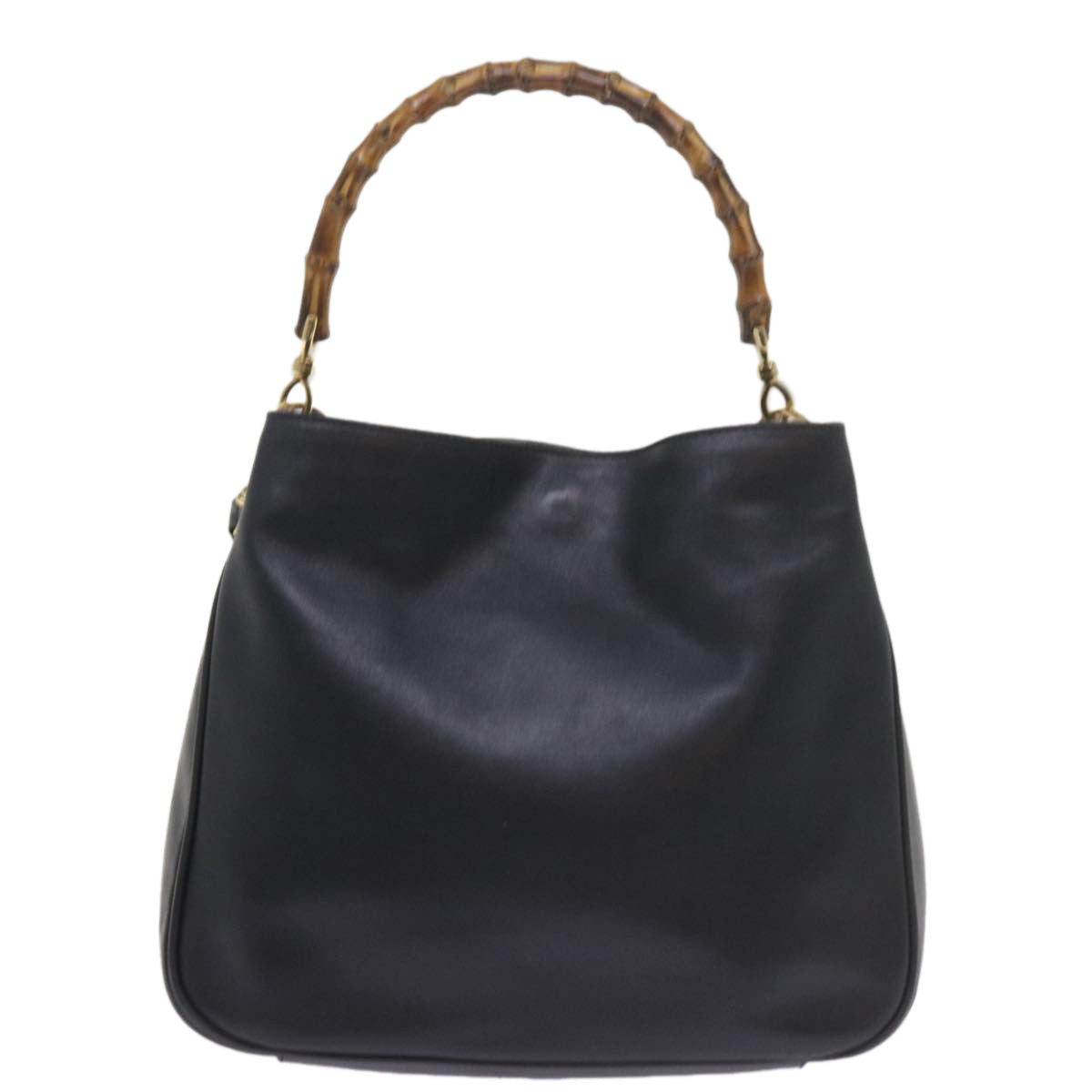 GUCCI Bamboo Hand Bag Leather 2way Navy 001 2113 1638  60686
