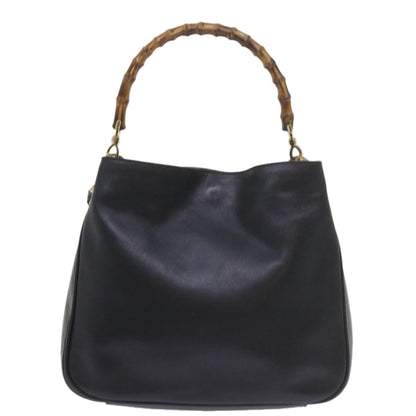 GUCCI Bamboo Hand Bag Leather 2way Navy 001 2113 1638  60686