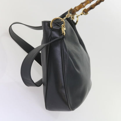 GUCCI Bamboo Hand Bag Leather 2way Navy 001 2113 1638  60686