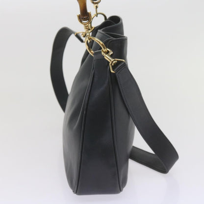 GUCCI Bamboo Hand Bag Leather 2way Navy 001 2113 1638  60686