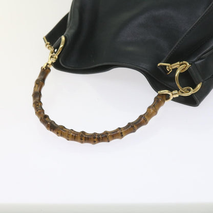 GUCCI Bamboo Hand Bag Leather 2way Navy 001 2113 1638  60686