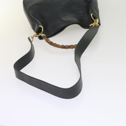 GUCCI Bamboo Hand Bag Leather 2way Navy 001 2113 1638  60686
