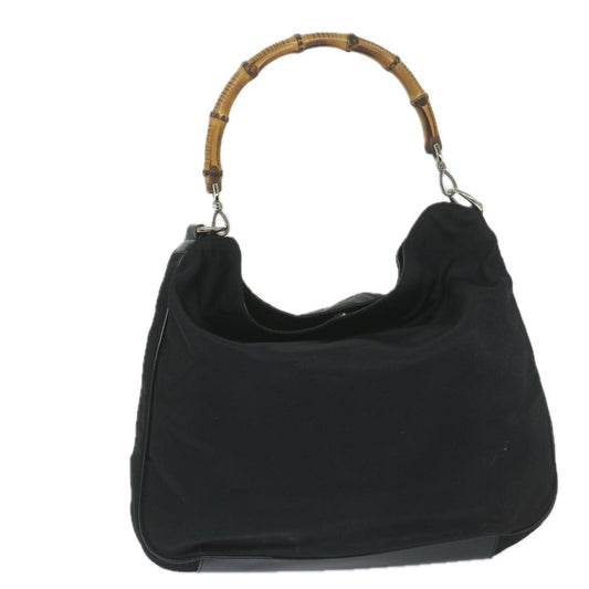 GUCCI Bamboo Shoulder Bag Nylon Black 001 1577  60687
