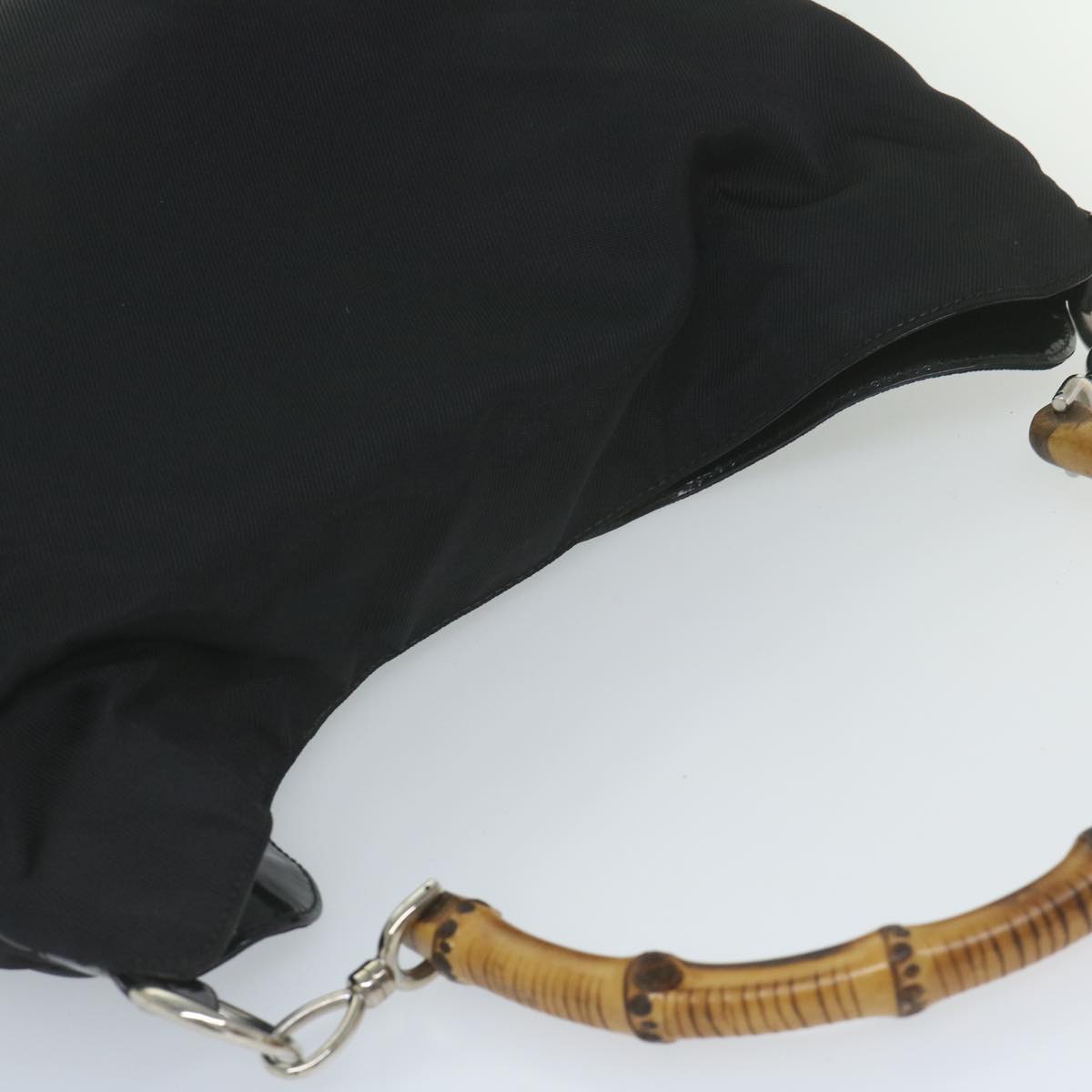 GUCCI Bamboo Shoulder Bag Nylon Black 001 1577  60687