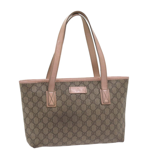 GUCCI GG Supreme Tote Bag PVC Leather Beige 211138  60690