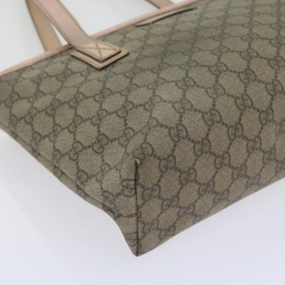 GUCCI GG Supreme Tote Bag PVC Leather Beige 211138  60690