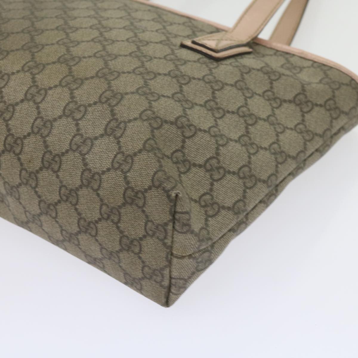 GUCCI GG Supreme Tote Bag PVC Leather Beige 211138  60690
