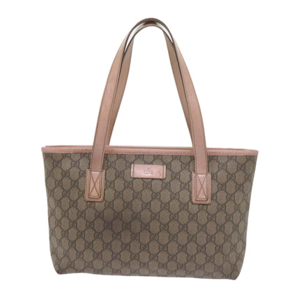 GUCCI GG Supreme Tote Bag PVC Leather Beige 211138  60690