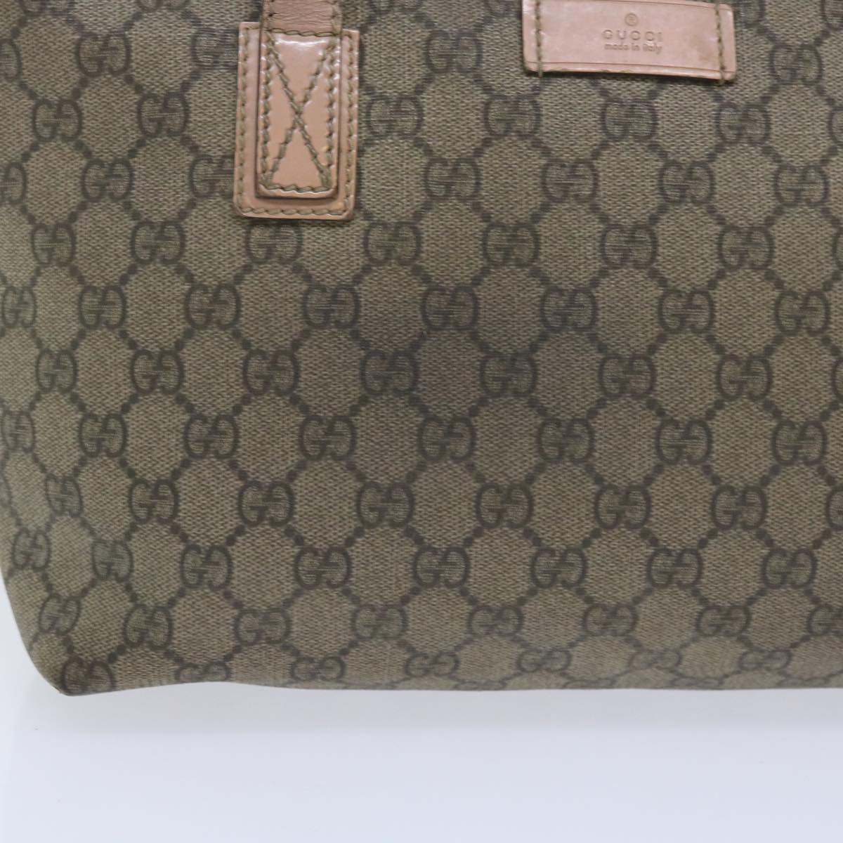 GUCCI GG Supreme Tote Bag PVC Leather Beige 211138  60690