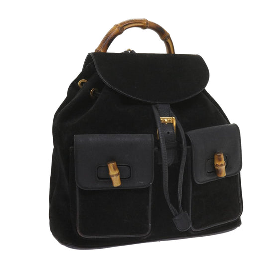 GUCCI Bamboo Backpack Suede Black 003 1119 0016  60693