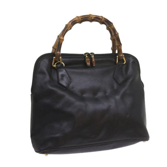 GUCCI Bamboo Hand Bag Leather Black 000 1186 0289  60723