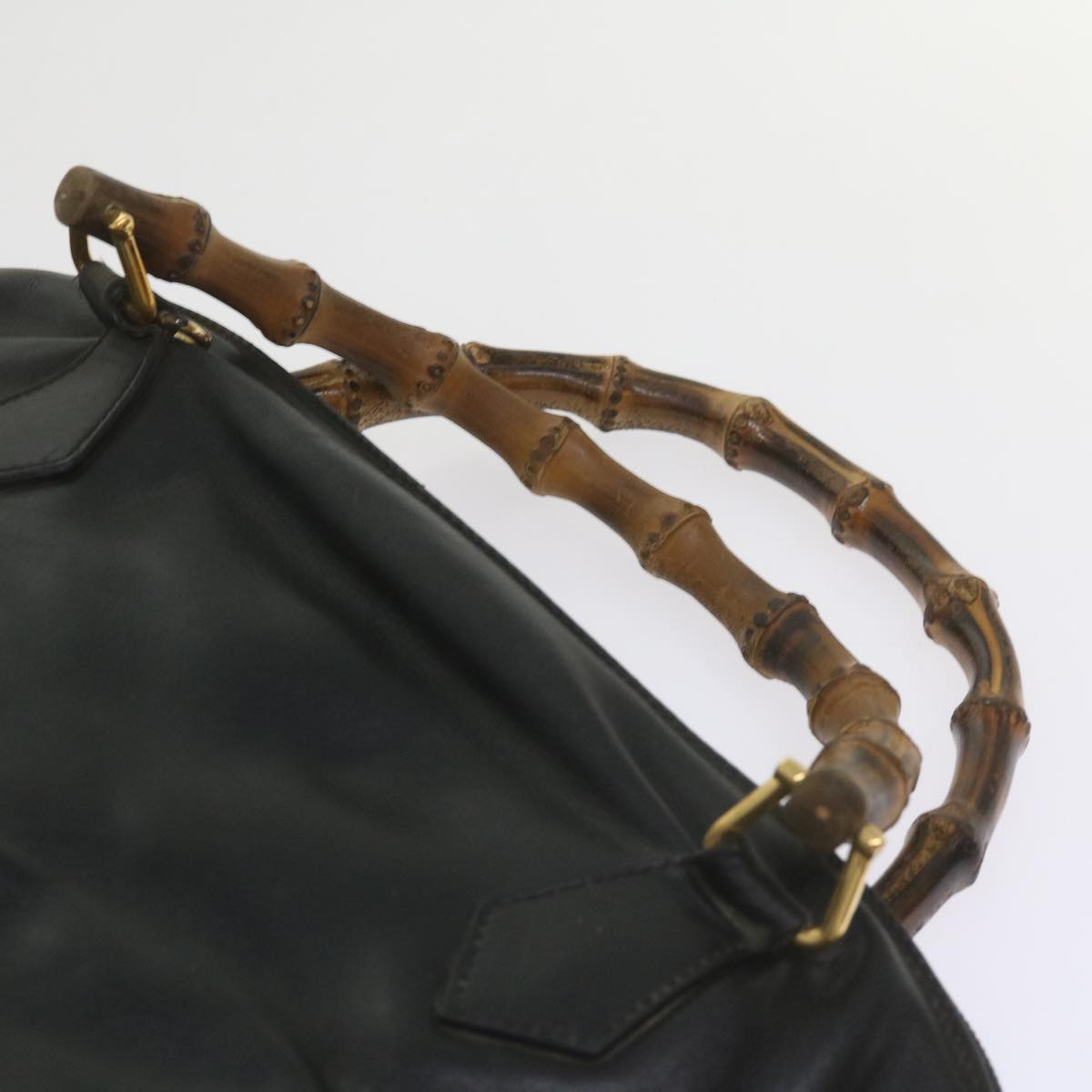 GUCCI Bamboo Hand Bag Leather Black 000 1186 0289  60723