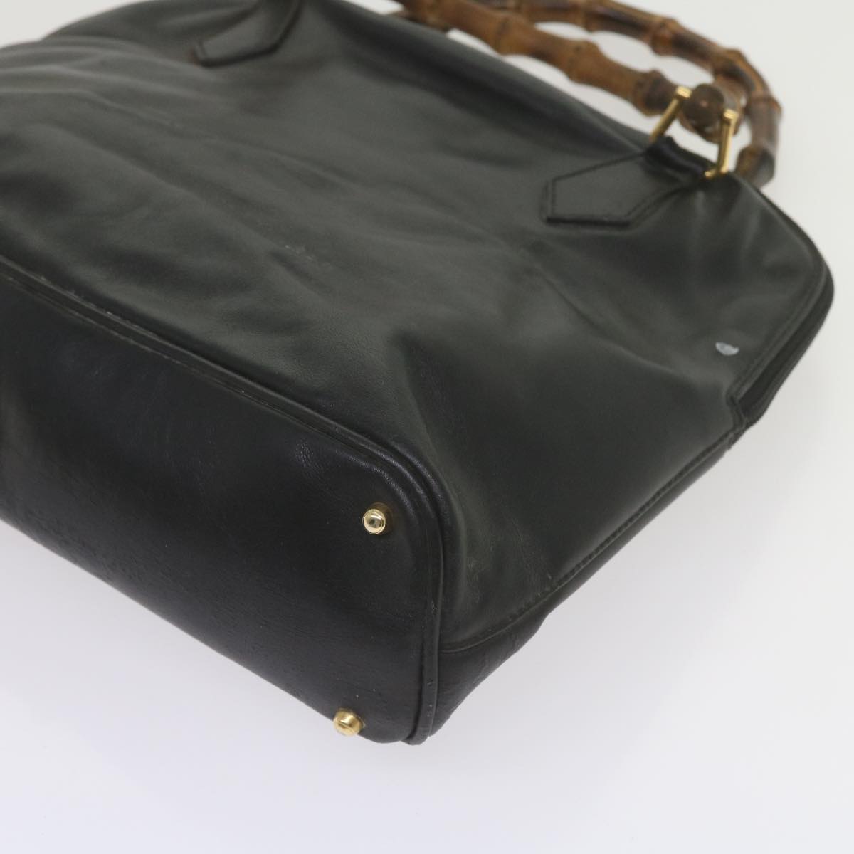 GUCCI Bamboo Hand Bag Leather Black 000 1186 0289  60723