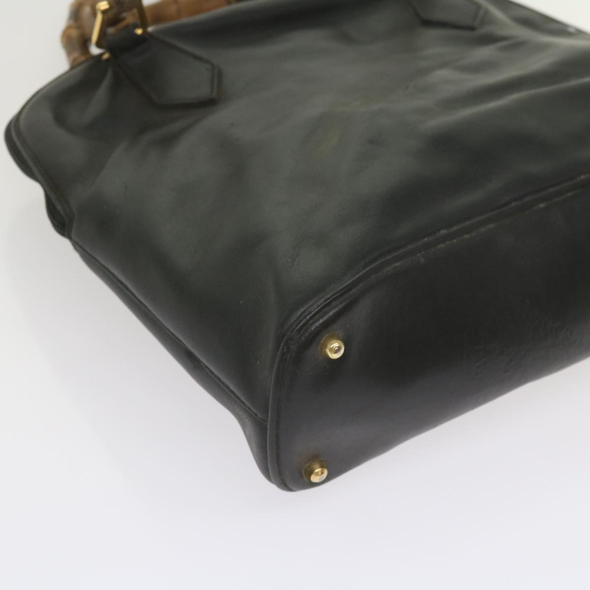 GUCCI Bamboo Hand Bag Leather Black 000 1186 0289  60723