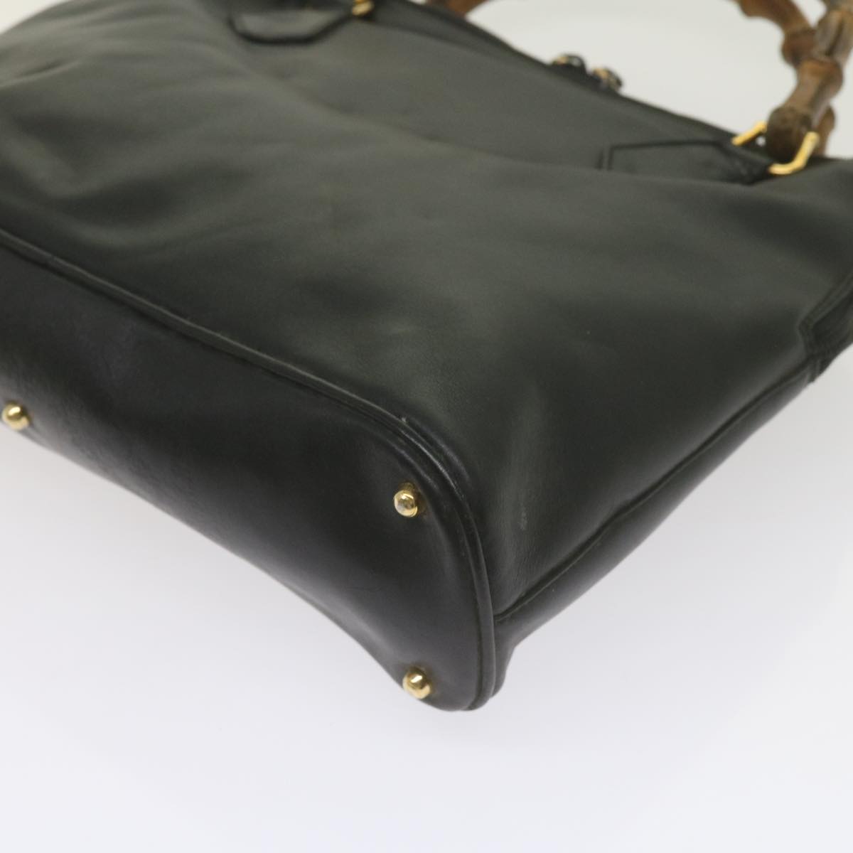 GUCCI Bamboo Hand Bag Leather Black 000 1186 0289  60723