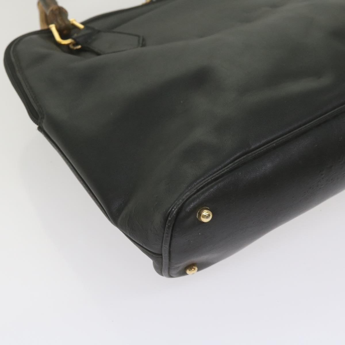 GUCCI Bamboo Hand Bag Leather Black 000 1186 0289  60723