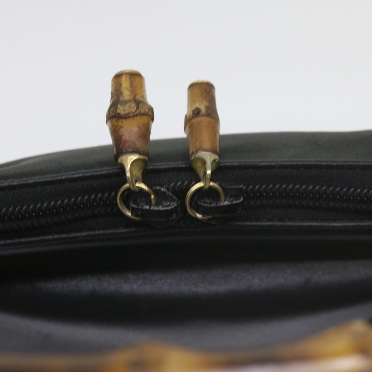 GUCCI Bamboo Hand Bag Leather Black 000 1186 0289  60723