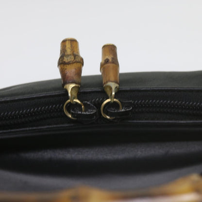 GUCCI Bamboo Hand Bag Leather Black 000 1186 0289  60723
