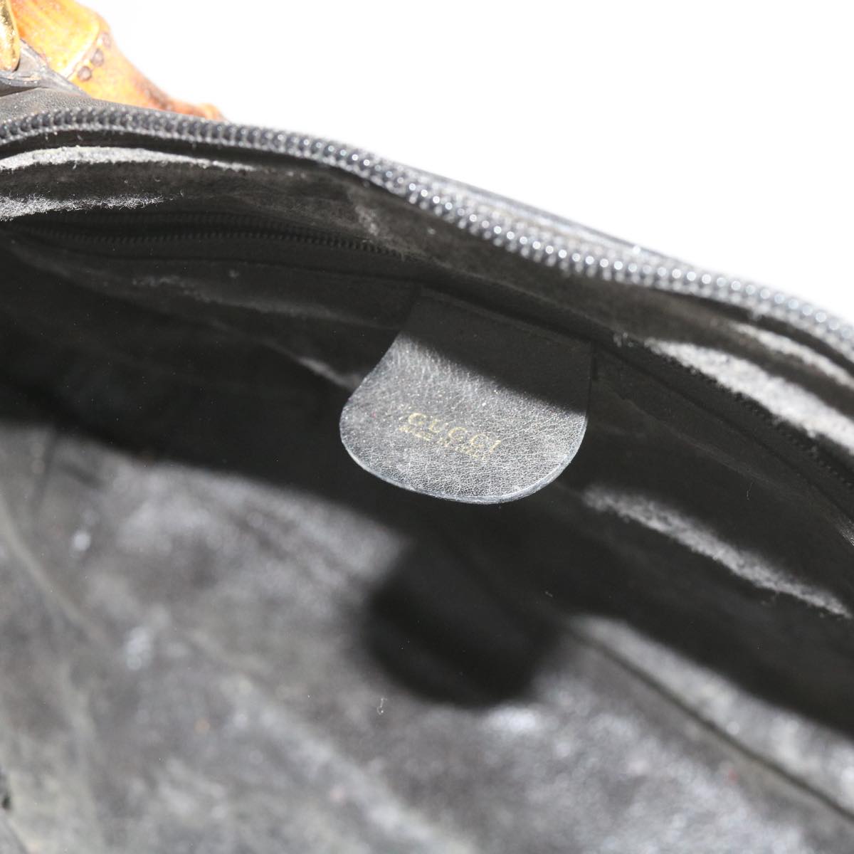 GUCCI Bamboo Hand Bag Leather Black 000 1186 0289  60723
