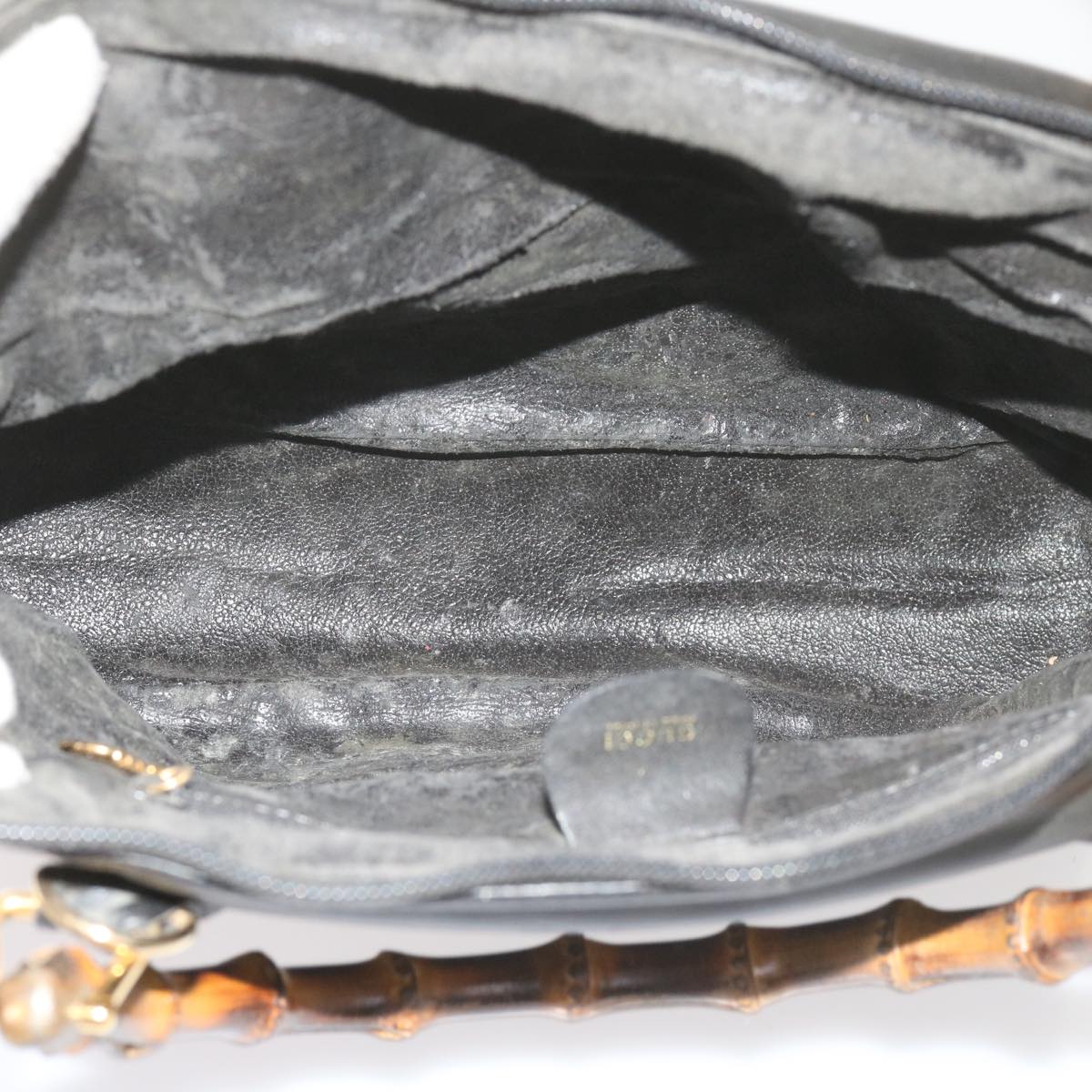 GUCCI Bamboo Hand Bag Leather Black 000 1186 0289  60723