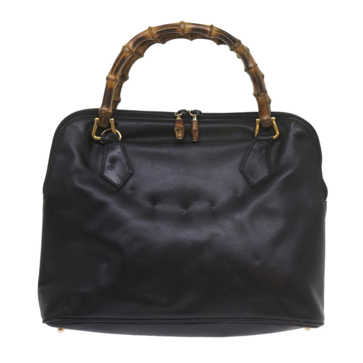 GUCCI Bamboo Hand Bag Leather Black 000 1186 0289  60723