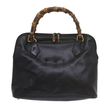 GUCCI Bamboo Hand Bag Leather Black 000 1186 0289  60723