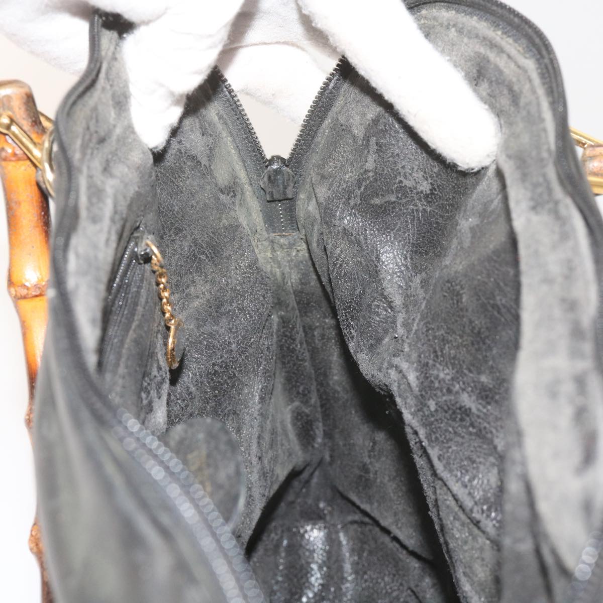 GUCCI Bamboo Hand Bag Leather Black 000 1186 0289  60723