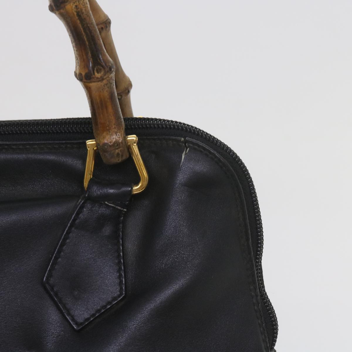 GUCCI Bamboo Hand Bag Leather Black 000 1186 0289  60723