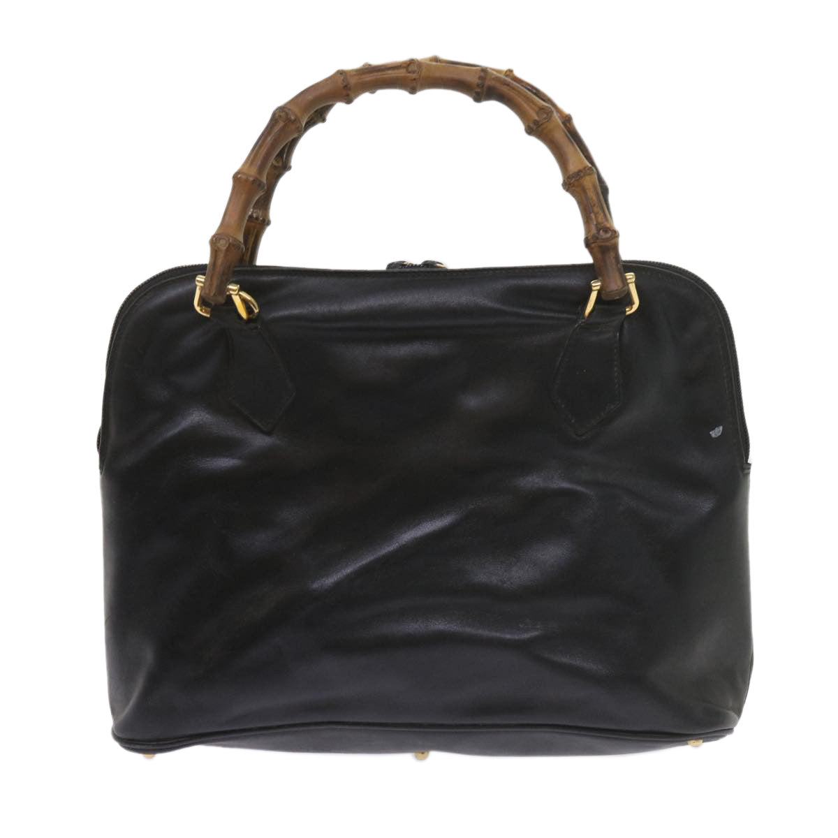 GUCCI Bamboo Hand Bag Leather Black 000 1186 0289  60723
