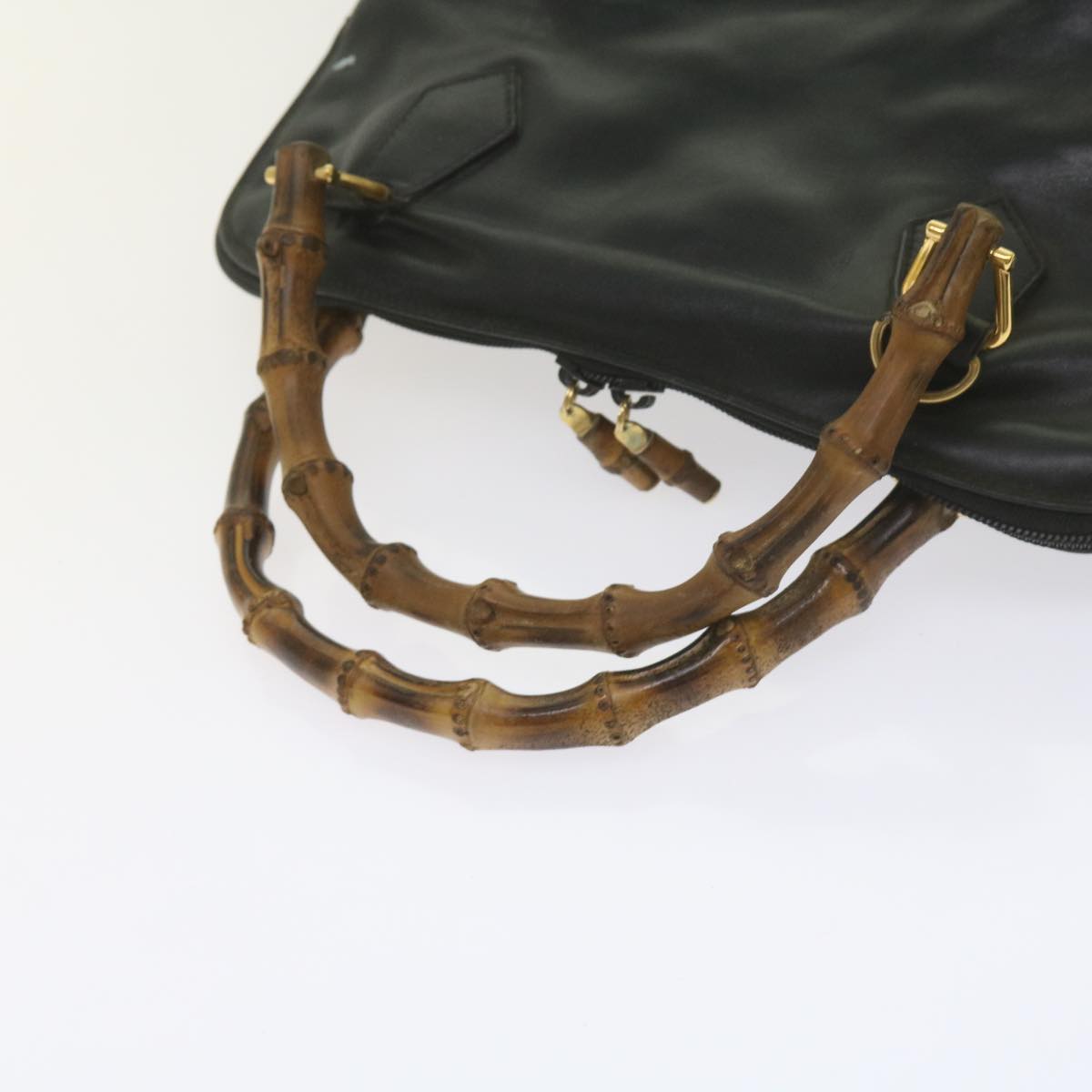 GUCCI Bamboo Hand Bag Leather Black 000 1186 0289  60723