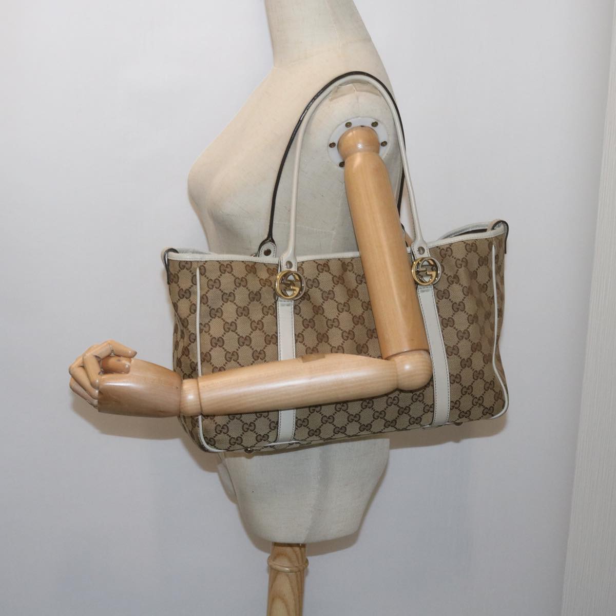 GUCCI GG Canvas GG Twins Tote Bag Beige 232957  60992