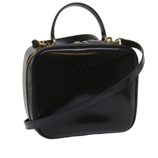 GUCCI Bamboo Vanity Cosmetic Pouch Patent leather Black 000 2040 0323  61015