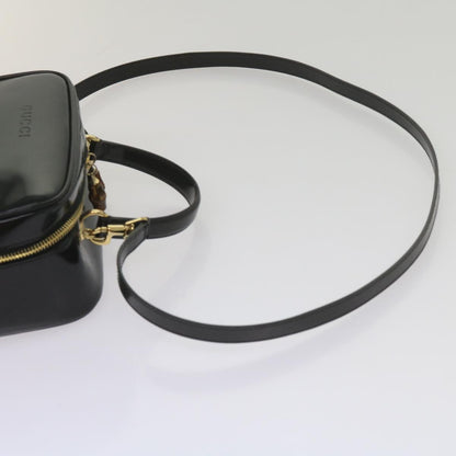 GUCCI Bamboo Vanity Cosmetic Pouch Patent leather Black 000 2040 0323  61015