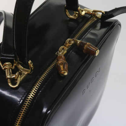 GUCCI Bamboo Vanity Cosmetic Pouch Patent leather Black 000 2040 0323  61015