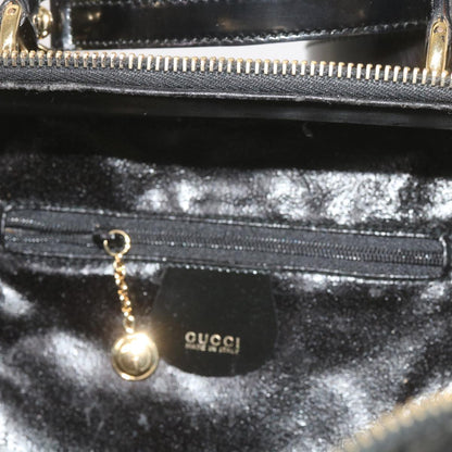 GUCCI Bamboo Vanity Cosmetic Pouch Patent leather Black 000 2040 0323  61015