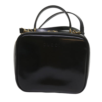 GUCCI Bamboo Vanity Cosmetic Pouch Patent leather Black 000 2040 0323  61015