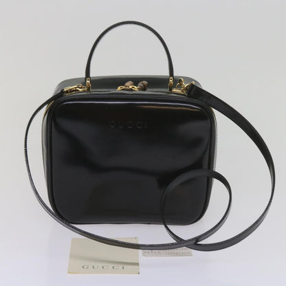 GUCCI Bamboo Vanity Cosmetic Pouch Patent leather Black 000 2040 0323  61015