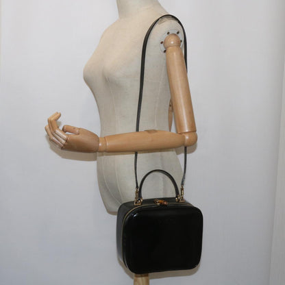 GUCCI Bamboo Vanity Cosmetic Pouch Patent leather Black 000 2040 0323  61015