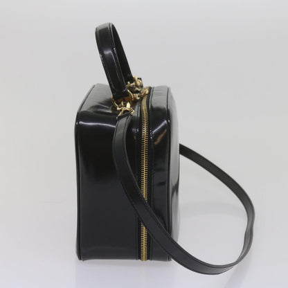 GUCCI Bamboo Vanity Cosmetic Pouch Patent leather Black 000 2040 0323  61015