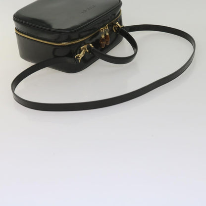 GUCCI Bamboo Vanity Cosmetic Pouch Patent leather Black 000 2040 0323  61015