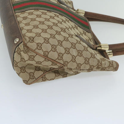 GUCCI GG Canvas Web Sherry Line Tote Bag Beige Red Green 161717  61031