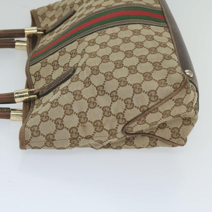 GUCCI GG Canvas Web Sherry Line Tote Bag Beige Red Green 161717  61031